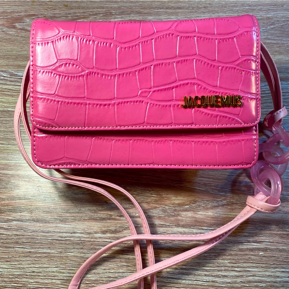 Jacquemus Le Riviera bag Pink Croco 5x7 inches